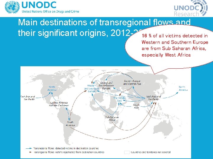 Main destinations of transregional flows and their significant origins, 2012 -2014 16 % of