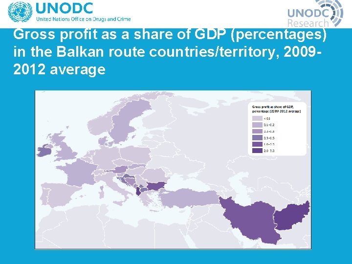 Gross profit as a share of GDP (percentages) in the Balkan route countries/territory, 20092012
