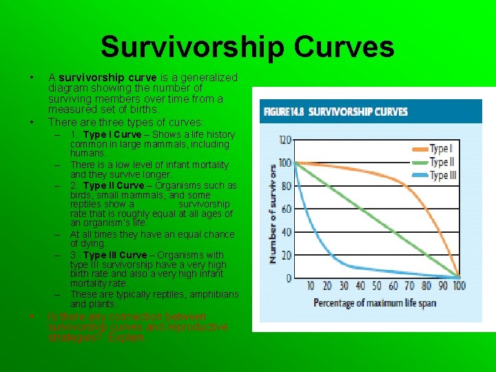 Survivorship Curves • • A survivorship curve is a generalized diagram showing the number
