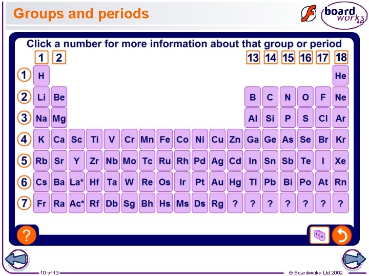 Groups and periods 10 of 13 © Boardworks Ltd 2009 