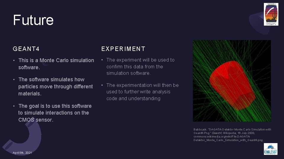 Future GEANT 4 EXPER IMENT • This is a Monte Carlo simulation software. •