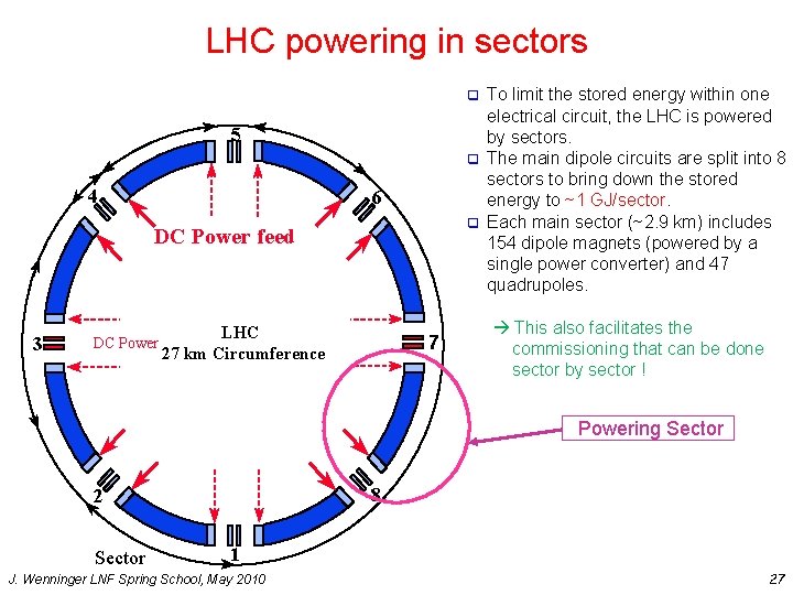 LHC powering in sectors To limit the stored energy within one electrical circuit, the