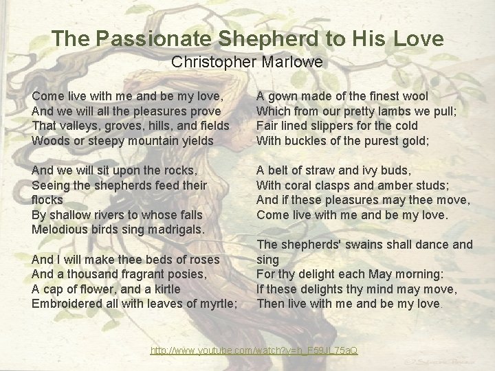 The Passionate Shepherd to His Love Christopher Marlowe Come live with me and be