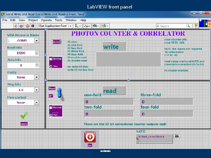 Lab. VIEW front panel 