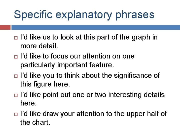 Specific explanatory phrases I’d like us to look at this part of the graph