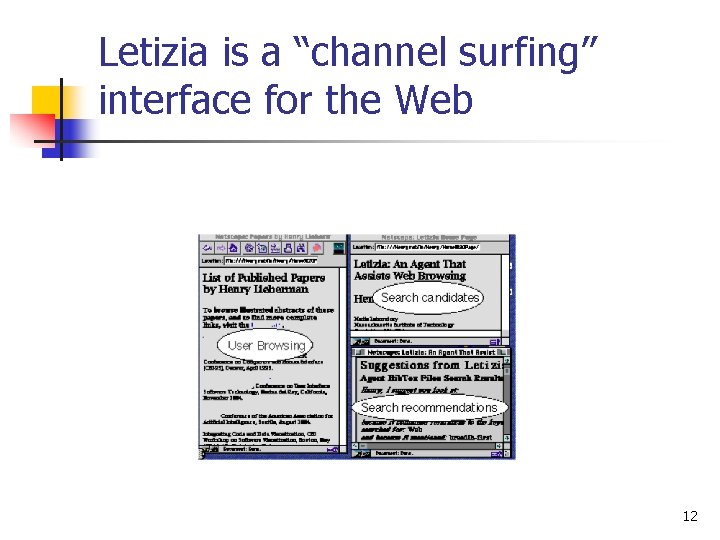 Letizia is a “channel surfing” interface for the Web 12 