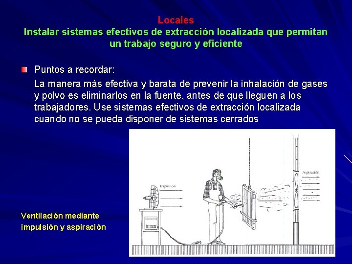 Locales Instalar sistemas efectivos de extracción localizada que permitan un trabajo seguro y eficiente