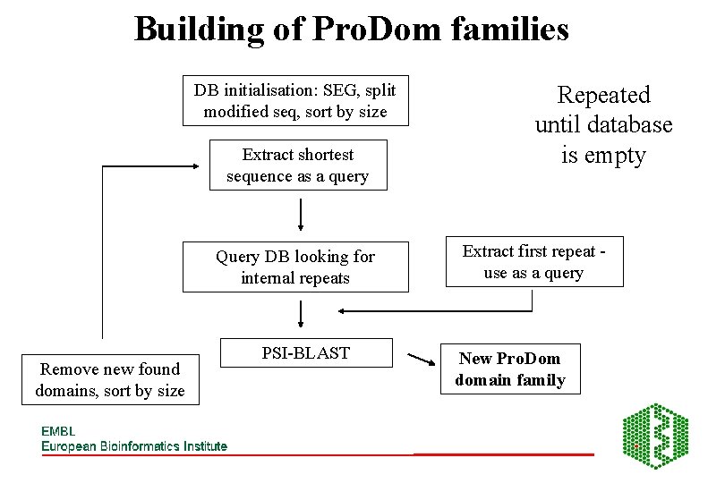 Building of Pro. Dom families DB initialisation: SEG, split modified seq, sort by size