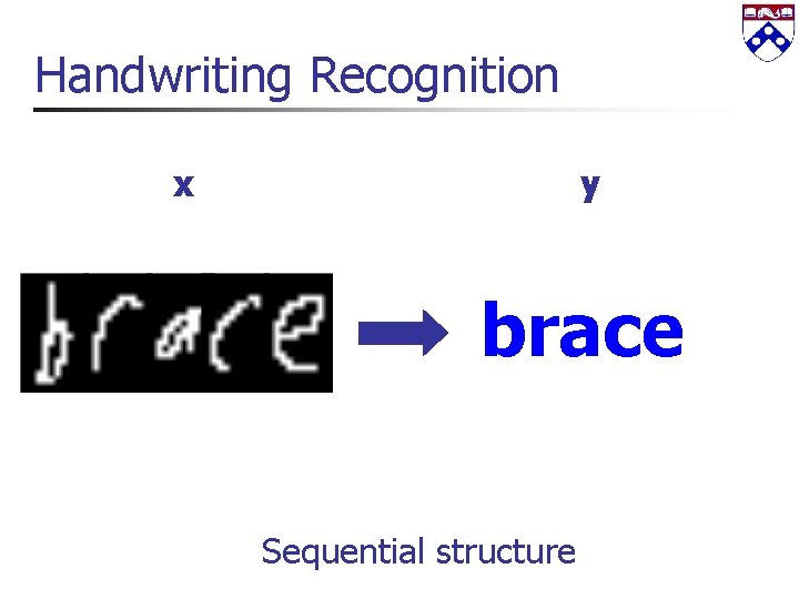 Handwriting Recognition x y brace Sequential structure 