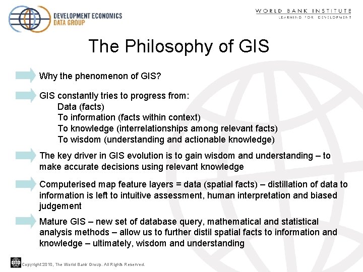 The Philosophy of GIS Why the phenomenon of GIS? GIS constantly tries to progress