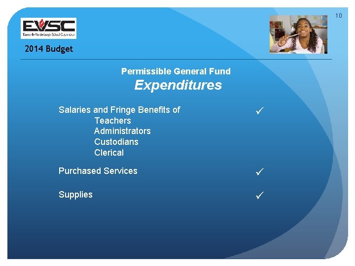 10 2014 Budget Permissible General Fund Expenditures Salaries and Fringe Benefits of Teachers Administrators