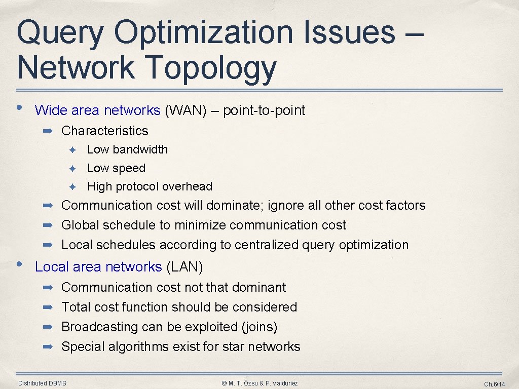 Query Optimization Issues – Network Topology • Wide area networks (WAN) – point-to-point ➡ Query Optimization Issues – Network Topology • Wide area networks (WAN) – point-to-point ➡