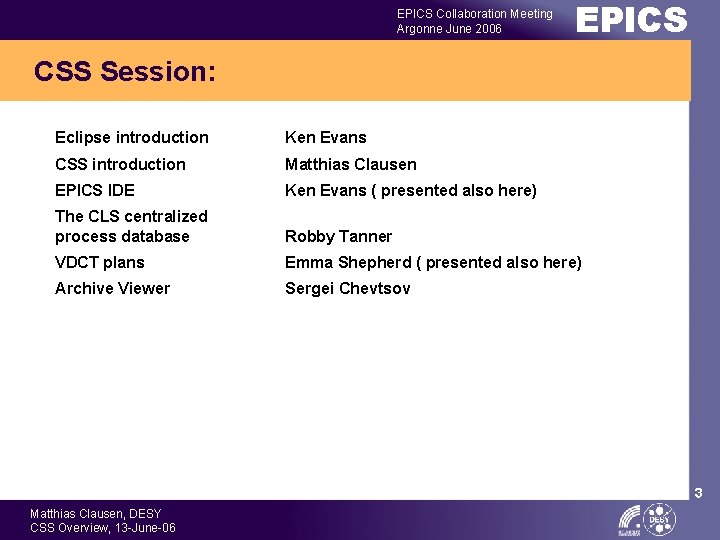 EPICS Collaboration Meeting Argonne June 2006 EPICS CSS Session: Eclipse introduction Ken Evans CSS