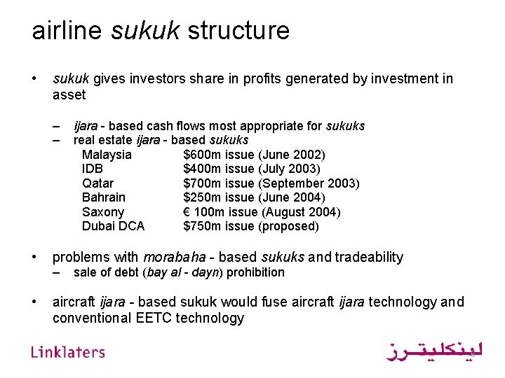 airline sukuk structure • sukuk gives investors share in profits generated by investment in