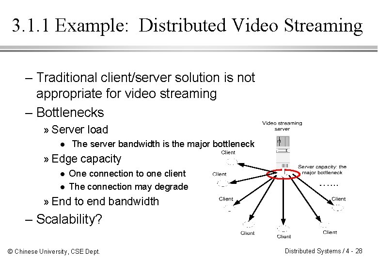3. 1. 1 Example: Distributed Video Streaming – Traditional client/server solution is not appropriate