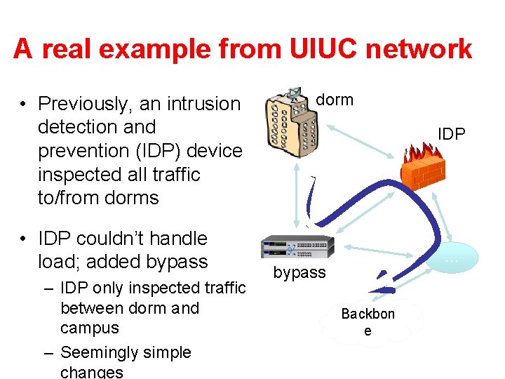 A real example from UIUC network • Previously, an intrusion detection and prevention (IDP)