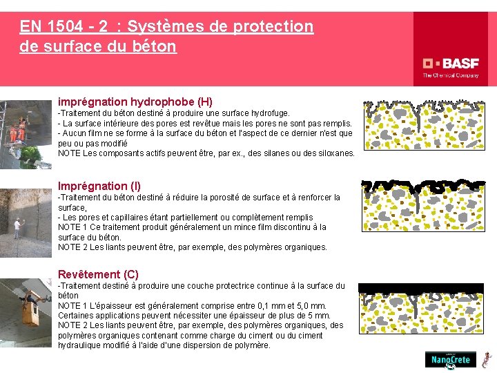 EN 1504 - 2 : Systèmes de protection de surface du béton imprégnation hydrophobe