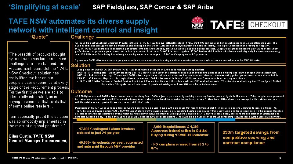 ‘Simplifying at scale’ SAP Fieldglass, SAP Concur & SAP Ariba TAFE NSW automates its