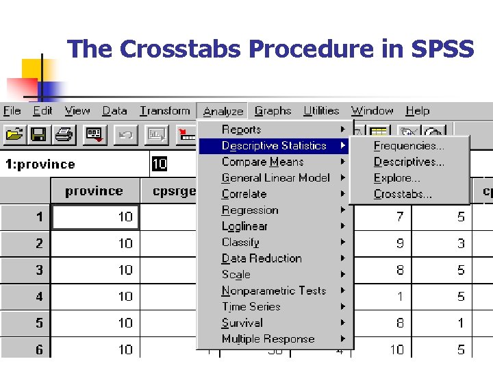 The Crosstabs Procedure in SPSS 