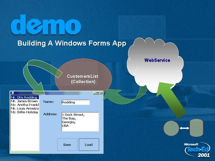 Building A Windows Forms App Web. Service Customers. List (Collection) 