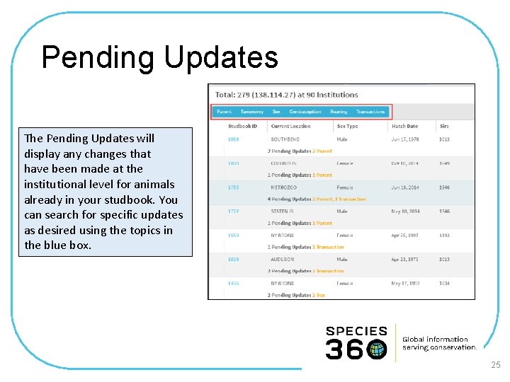Pending Updates The Pending Updates will display any changes that have been made at