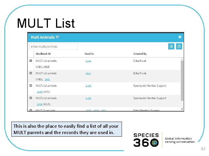 MULT List This is also the place to easily find a list of all