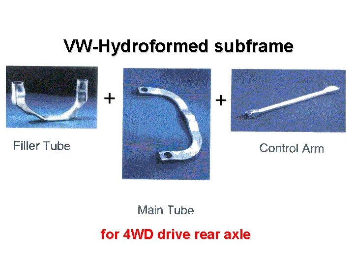 VW-Hydroformed subframe for 4 WD drive rear axle 