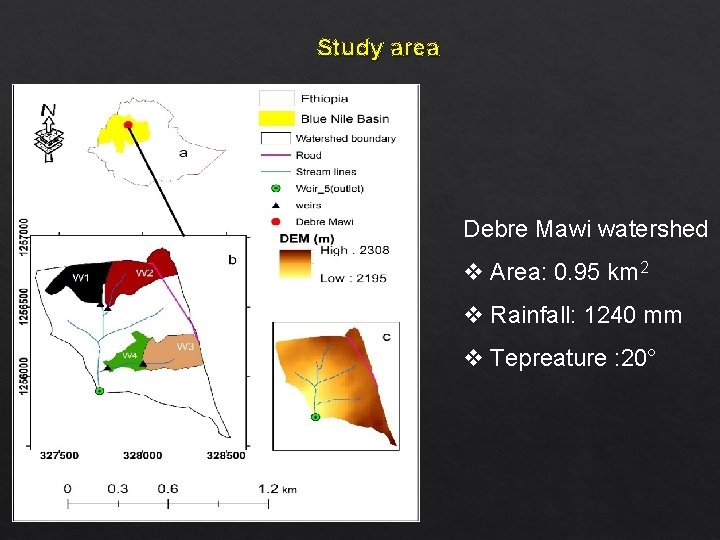 Study area Debre Mawi watershed v Area: 0. 95 km 2 v Rainfall: 1240
