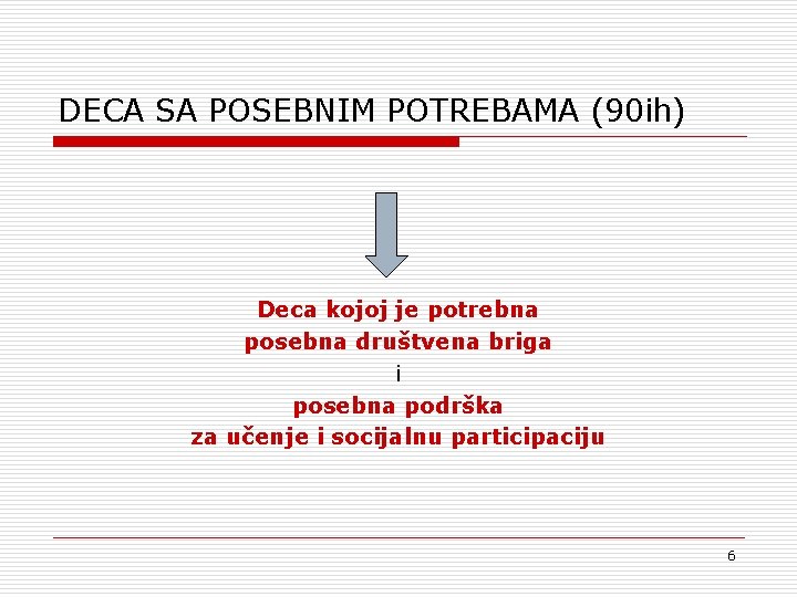 DECA SA POSEBNIM POTREBAMA (90 ih) Deca kojoj je potrebna posebna društvena briga i