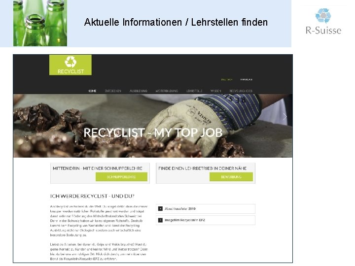 Aktuelle Informationen / Lehrstellen finden recyclist. ch 
