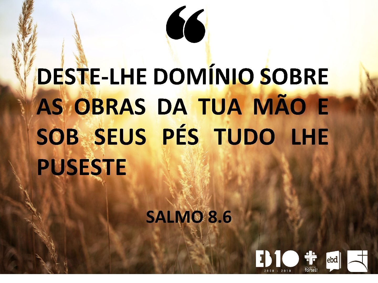 DESTE-LHE DOMÍNIO SOBRE AS OBRAS DA TUA MÃO E SOB SEUS PÉS TUDO LHE