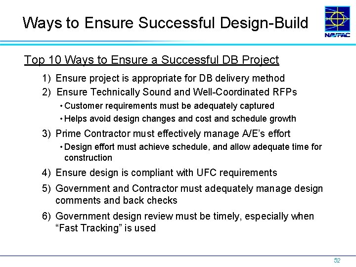 Ways to Ensure Successful Design-Build Top 10 Ways to Ensure a Successful DB Project