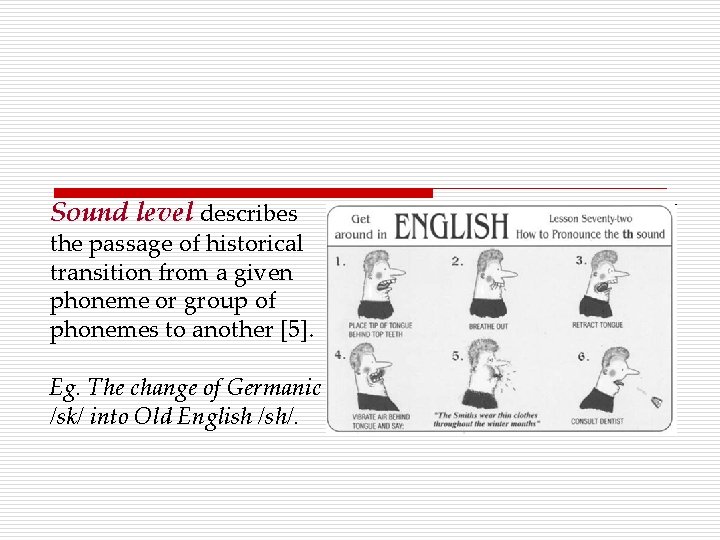 Sound level describes the passage of historical transition from a given phoneme or group