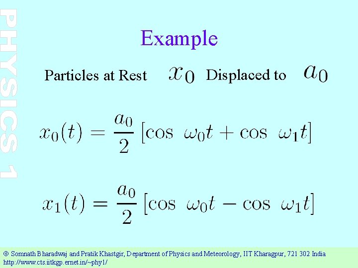 Example Particles at Rest Displaced to Ó Somnath Bharadwaj and Pratik Khastgir, Department of