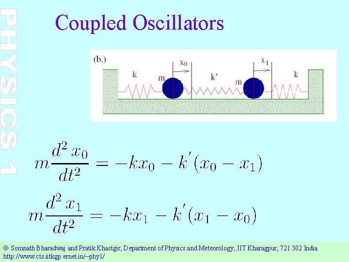 Coupled Oscillators Ó Somnath Bharadwaj and Pratik Khastgir, Department of Physics and Meteorology, IIT