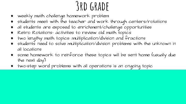 3 rd grade weekly math challenge homework problem students meet with the teacher and