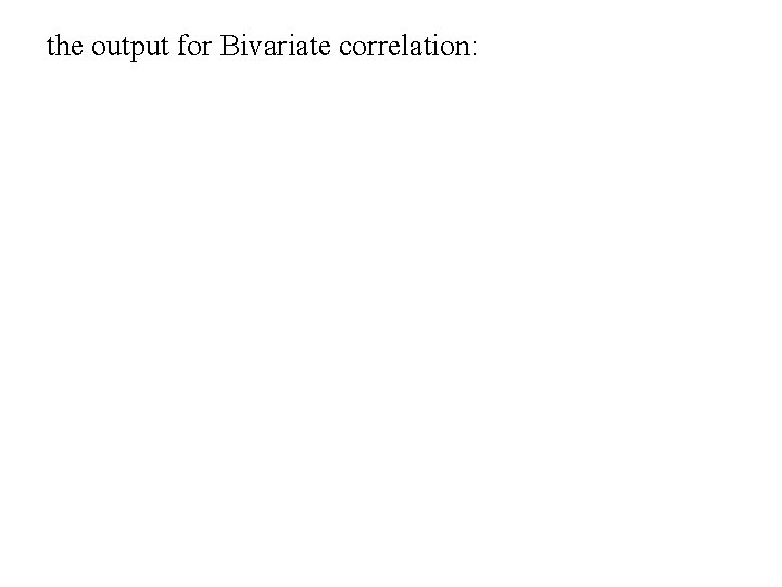 the output for Bivariate correlation: 