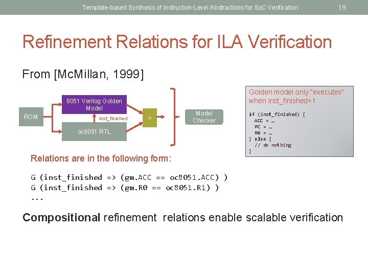 Template-based Synthesis of Instruction-Level Abstractions for So. C Verification 19 Refinement Relations for ILA
