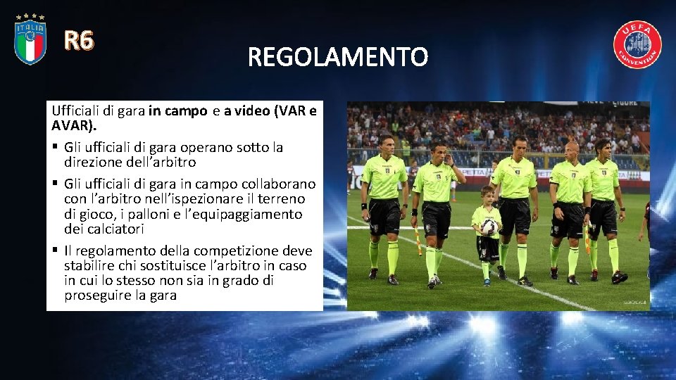 R 6 REGOLAMENTO Ufficiali di gara in campo e a video (VAR e AVAR).