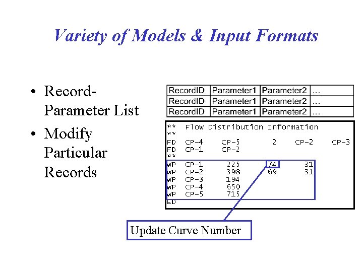 Variety of Models & Input Formats • Record. Parameter List • Modify Particular Records