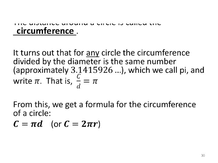 circumference 30 