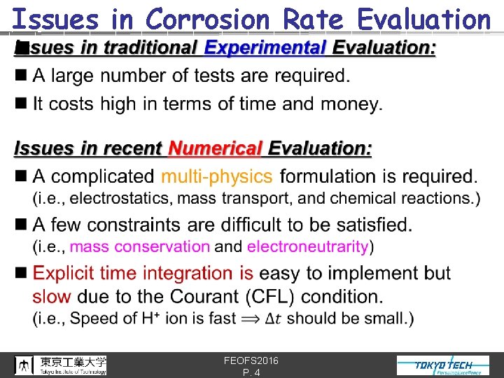 Issues in Corrosion Rate Evaluation n FEOFS 2016 P. 4 