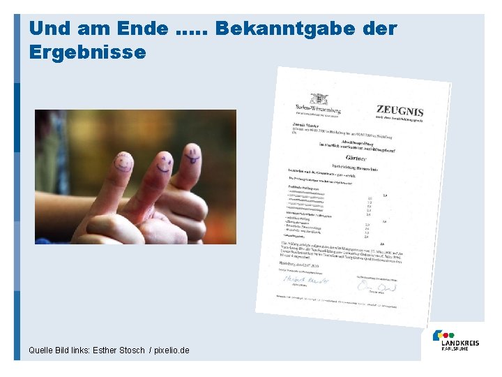 Und am Ende …. . Bekanntgabe der Ergebnisse Quelle Bild links: Esther Stosch /