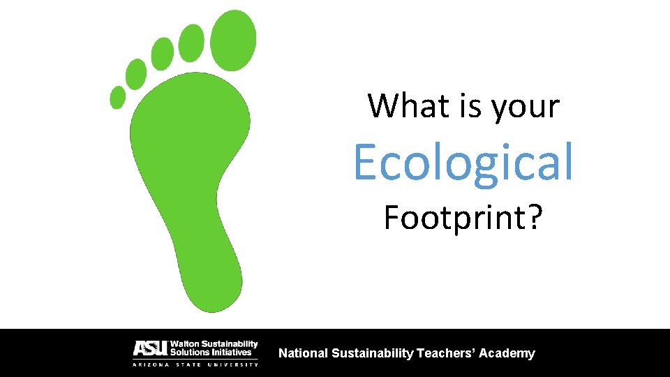 What is your Ecological Footprint? National Sustainability Teachers’ Academy 