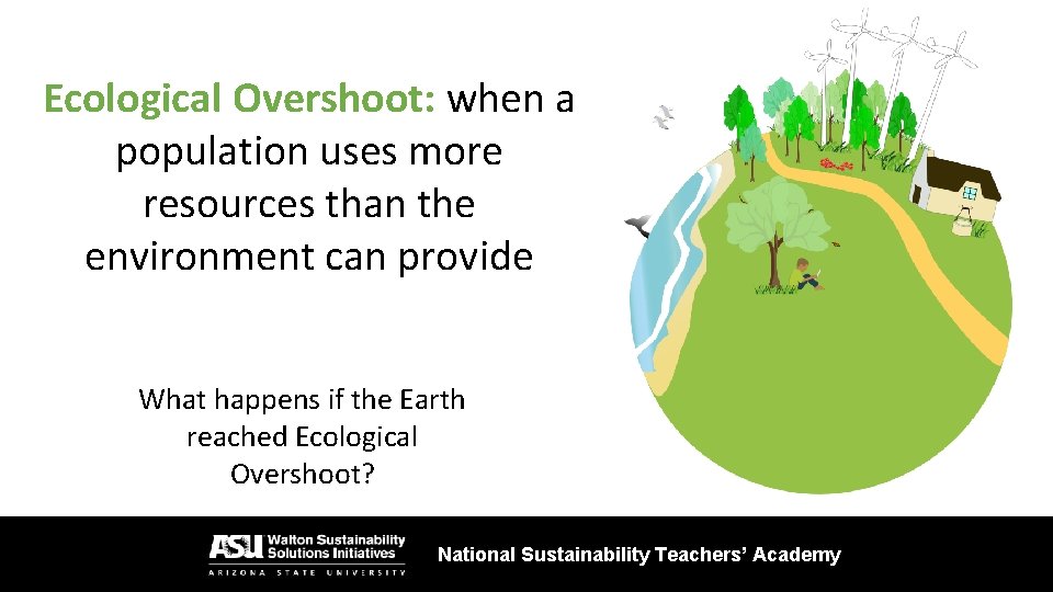 Ecological Overshoot: when a population uses more resources than the environment can provide What