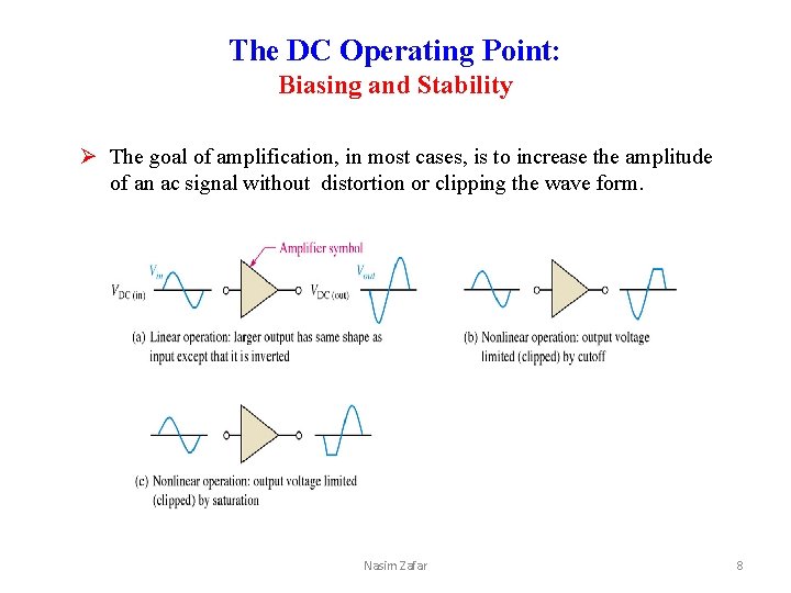 The DC Operating Point: Biasing and Stability Ø The goal of amplification, in most