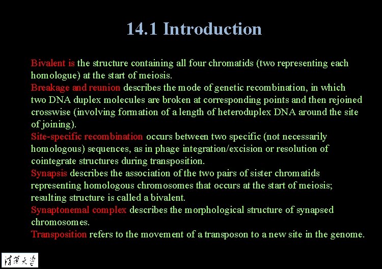 14. 1 Introduction Bivalent is the structure containing all four chromatids (two representing each