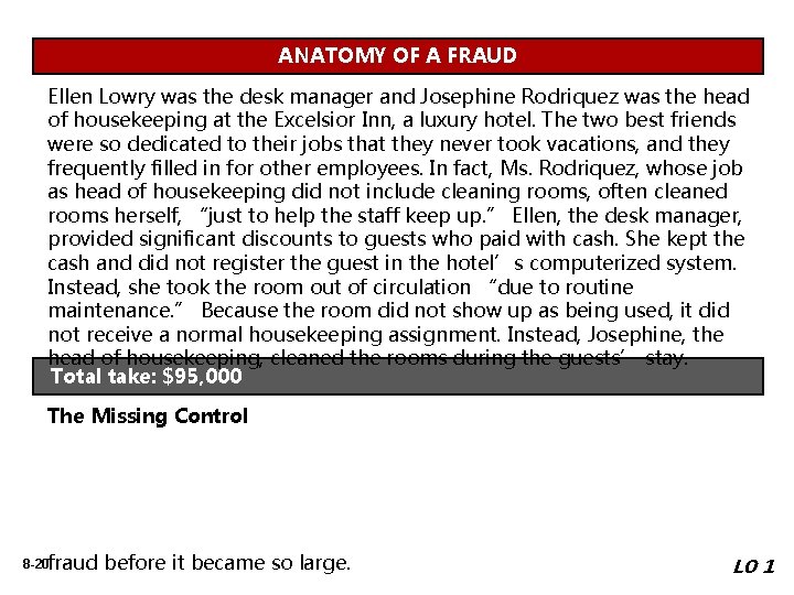 ANATOMY OF A FRAUD Ellen Lowry was the desk manager and Josephine Rodriquez was