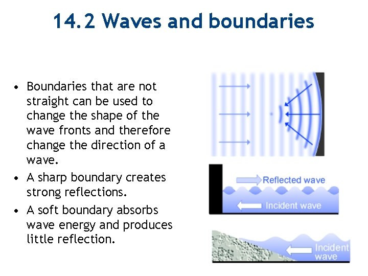 14. 2 Waves and boundaries • Boundaries that are not straight can be used