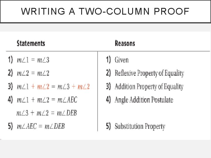 WRITING A TWO-COLUMN PROOF 